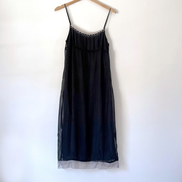 Ecote Dresses & Skirts - Ecote Vintage‎ Y2K Babydoll Sheer Midi Slip Dress Large Beaded Whimsigoth Fairy